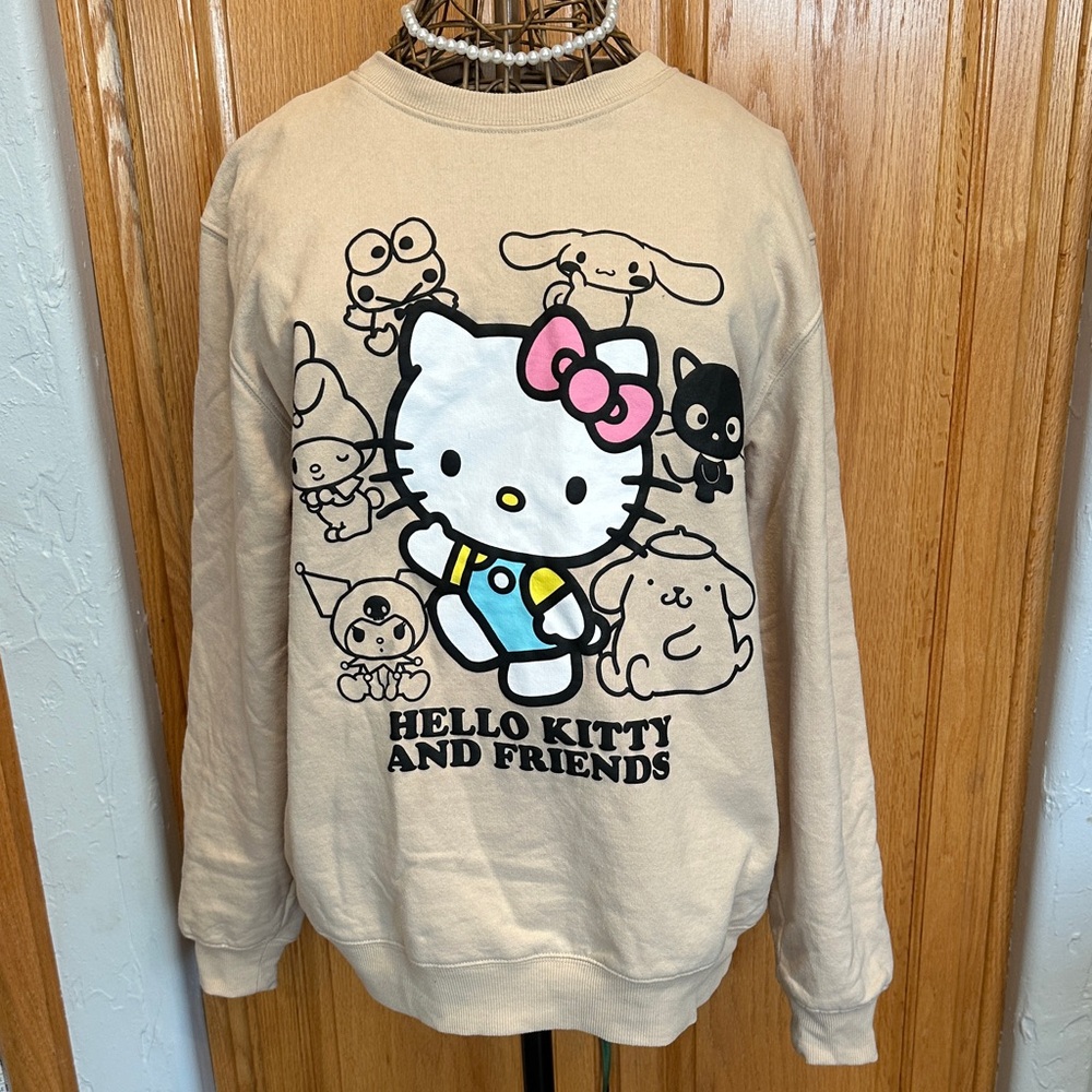 Sanrio Beige Hello Kitty Graphic Sweatshirt. Size XL